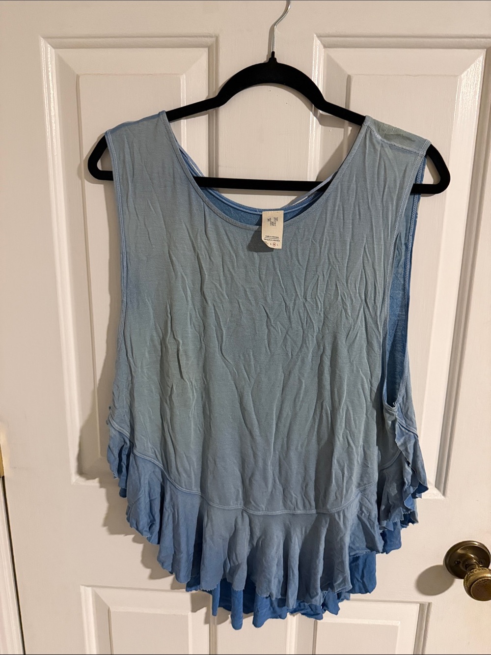 We The Free Light Blue Layered Ruffle Tank